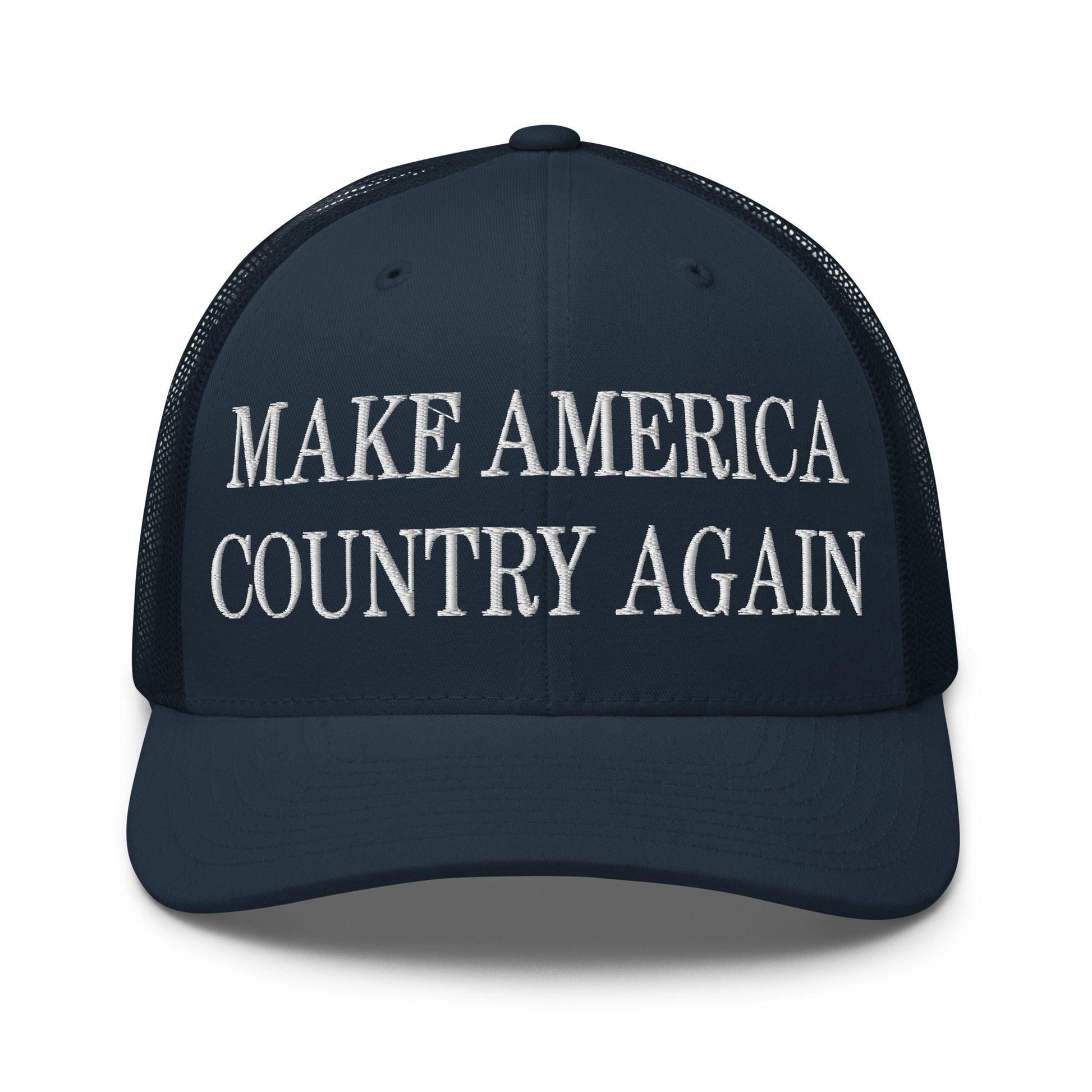Make Us Country Again Embroidered Mesh Trucker Hat - Navy