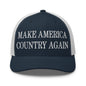 Make Us Country Again Embroidered Mesh Trucker Hat - Navy/ White