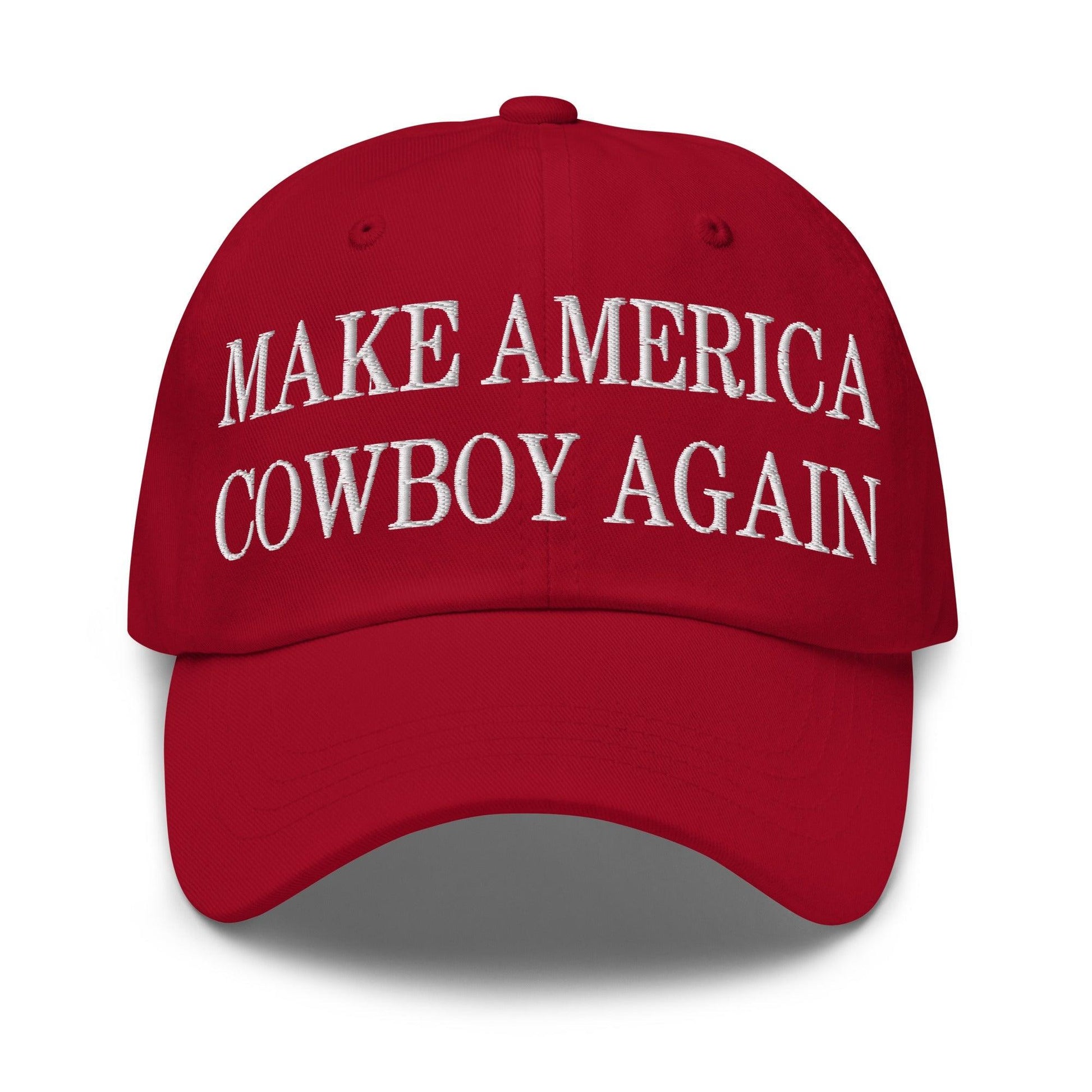 Make Us Cowboy Again Embroidered Dad Hat - Cranberry