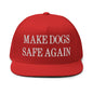 Make Dogs Safe Again Embroidered 5 Panel Flat Bill Brim Snapback Hat - Red
