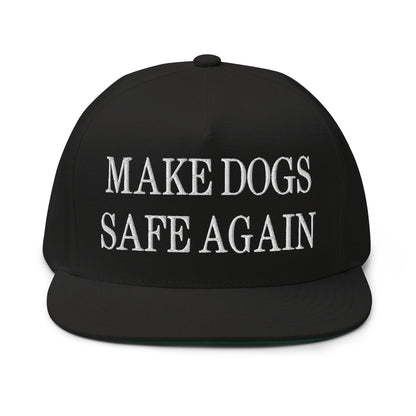 Make Dogs Safe Again Embroidered 5 Panel Flat Bill Brim Snapback Hat - Black