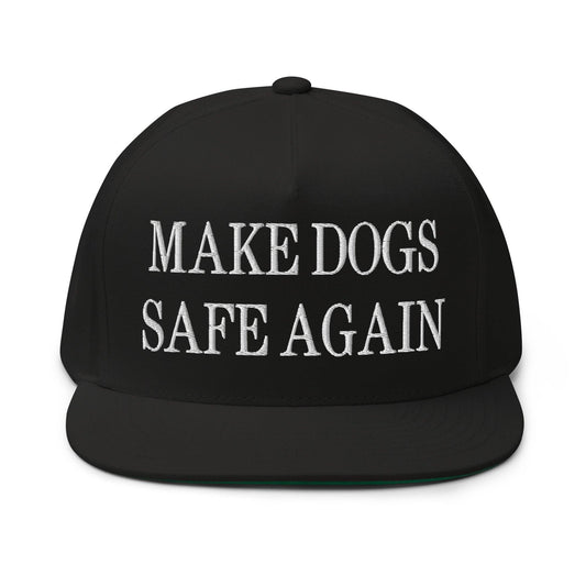 Make Dogs Safe Again Embroidered 5 Panel Flat Bill Brim Snapback Hat - Black