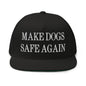 Make Dogs Safe Again Embroidered 5 Panel Flat Bill Brim Snapback Hat - Black