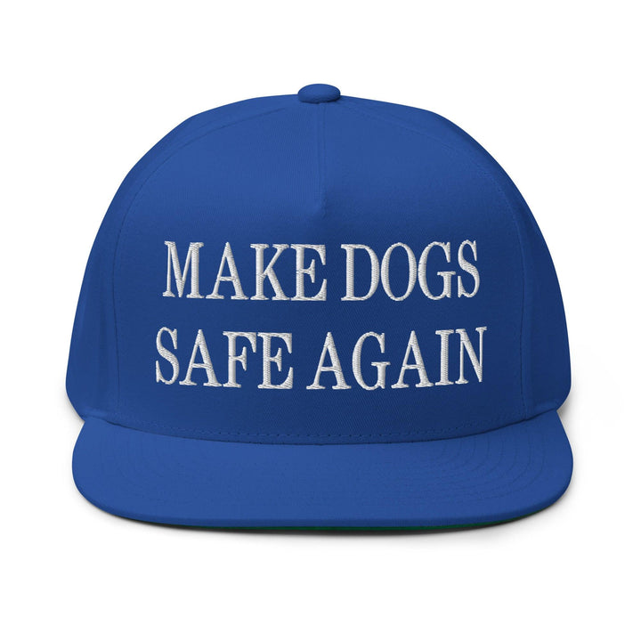 Make Dogs Safe Again Embroidered 5 Panel Flat Bill Brim Snapback Hat - Royal Blue