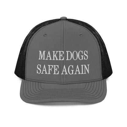 Make Dogs Safe Again Embroidered Classic Mesh Trucker Hat - Charcoal/Black
