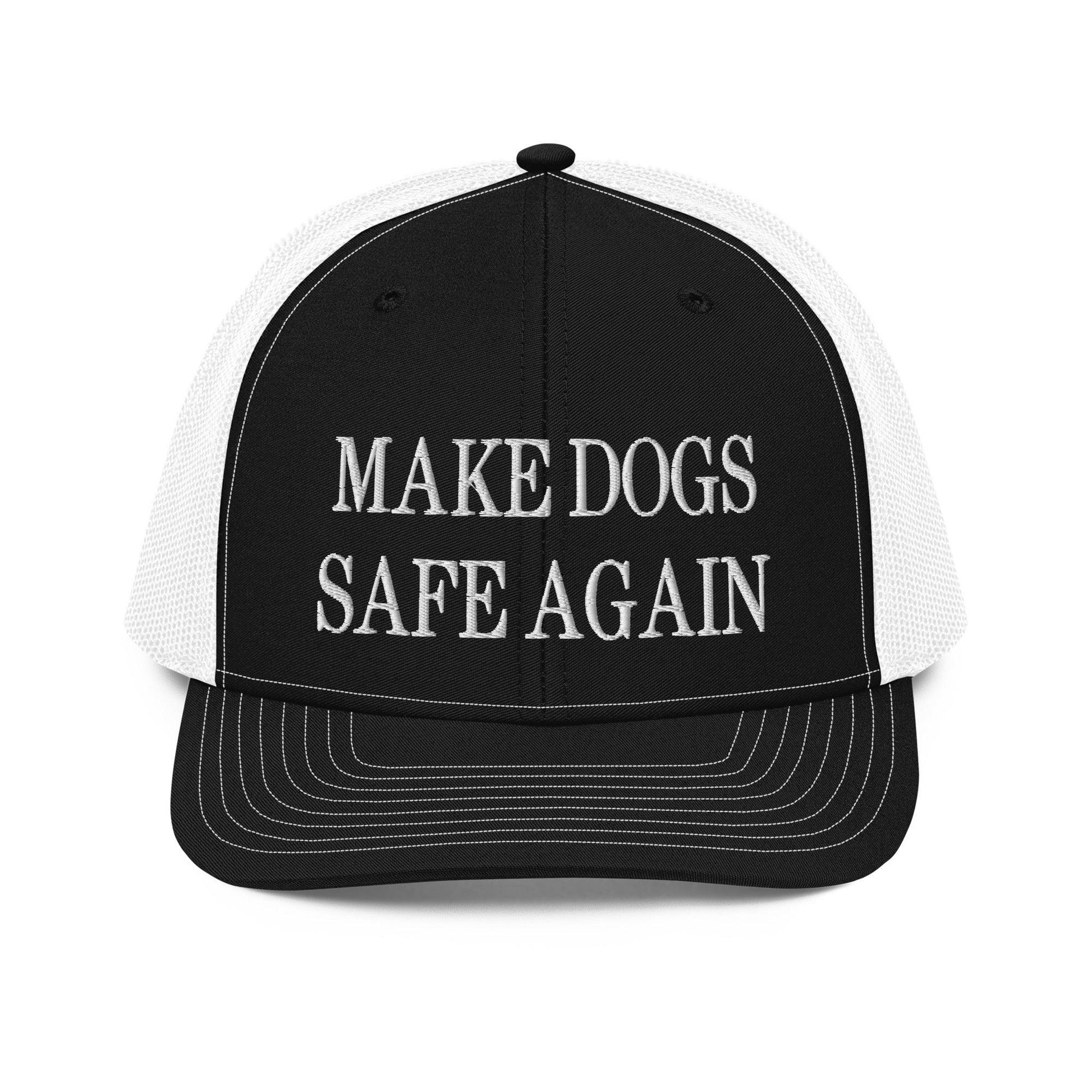 Make Dogs Safe Again Embroidered Classic Mesh Trucker Hat - Black / White