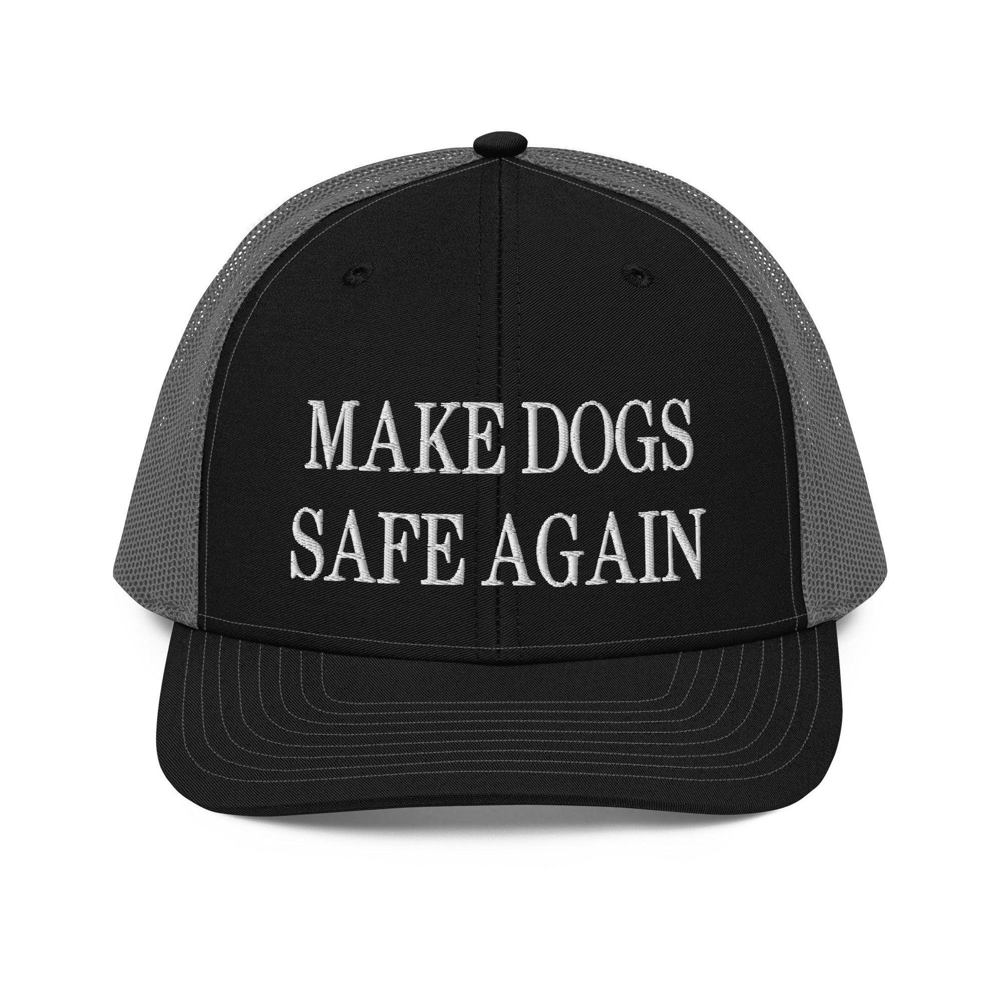 Make Dogs Safe Again Embroidered Classic Mesh Trucker Hat - Black / Charcoal