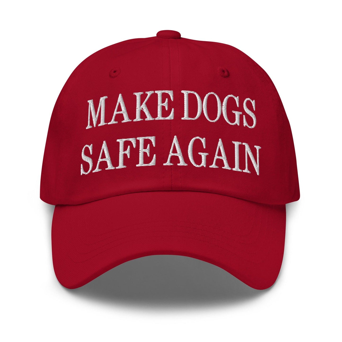 Make Dogs Safe Again Embroidered Dad Hat - Cranberry