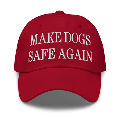 Make Dogs Safe Again Embroidered Dad Hat - Cranberry