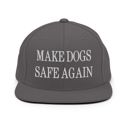 Make Dogs Safe Again Embroidered Flat Bill Brim Snapback Hat - Dark Grey