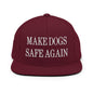 Make Dogs Safe Again Embroidered Flat Bill Brim Snapback Hat - Maroon