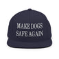 Make Dogs Safe Again Embroidered Flat Bill Brim Snapback Hat - Navy