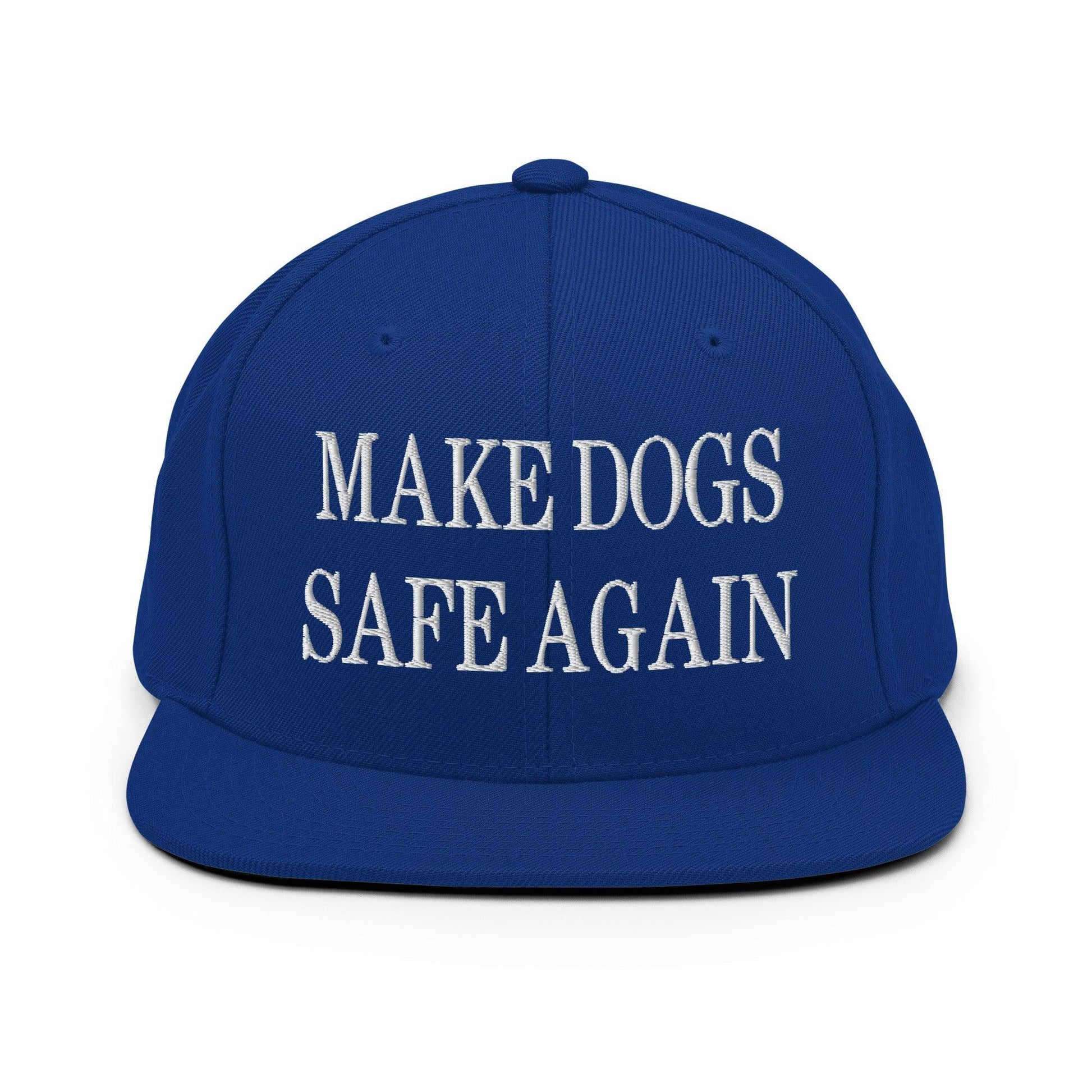 Make Dogs Safe Again Embroidered Flat Bill Brim Snapback Hat - Royal Blue