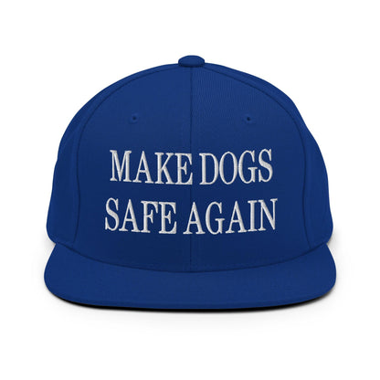 Make Dogs Safe Again Embroidered Flat Bill Brim Snapback Hat - Royal Blue
