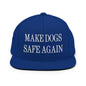 Make Dogs Safe Again Embroidered Flat Bill Brim Snapback Hat - Royal Blue