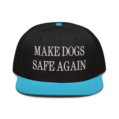 Make Dogs Safe Again Embroidered Flat Brim Bill Snapback Hat - Aqua blue / Black