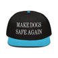 Make Dogs Safe Again Embroidered Flat Brim Bill Snapback Hat - Aqua blue / Black