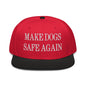 Make Dogs Safe Again Embroidered Flat Brim Bill Snapback Hat - Black / Red