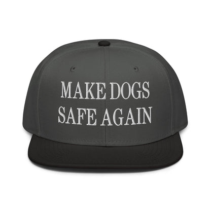 Make Dogs Safe Again Embroidered Flat Brim Bill Snapback Hat - Black / Charcoal gray