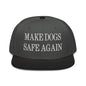 Make Dogs Safe Again Embroidered Flat Brim Bill Snapback Hat - Black / Charcoal gray