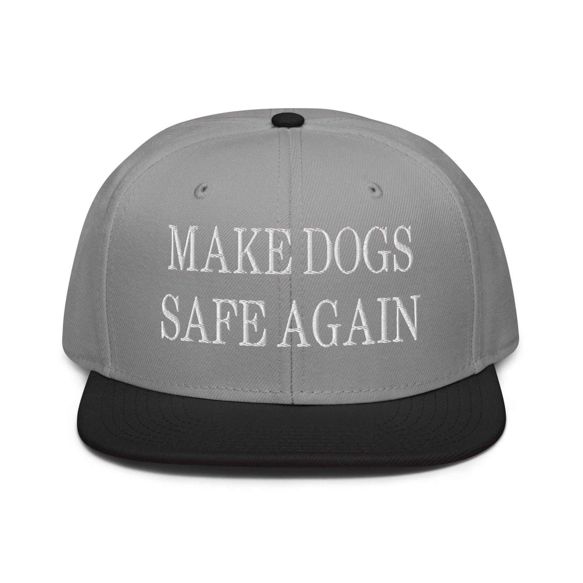 Make Dogs Safe Again Embroidered Flat Brim Bill Snapback Hat - Black / Gray
