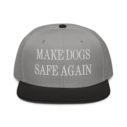 Make Dogs Safe Again Embroidered Flat Brim Bill Snapback Hat - Black / Gray