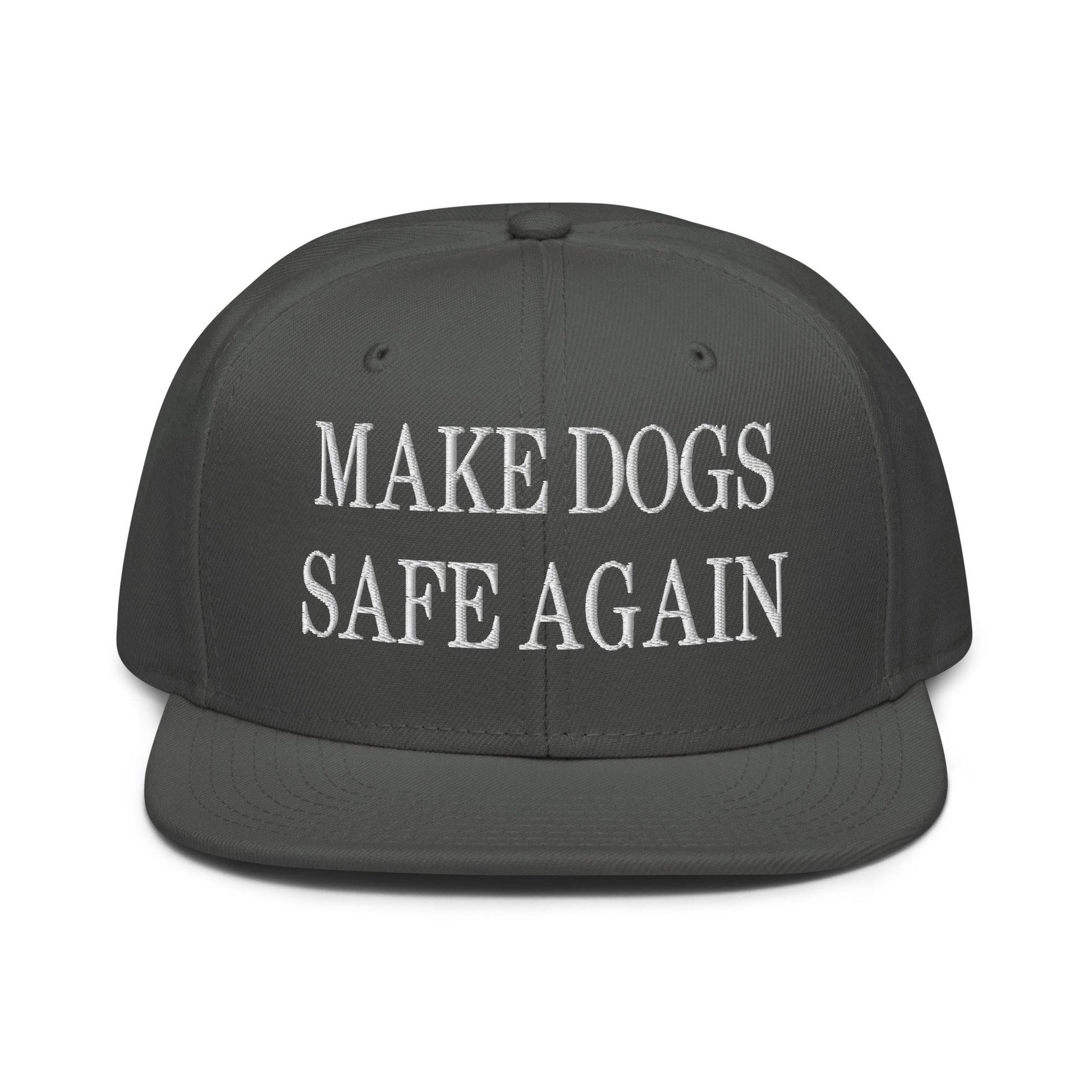 Make Dogs Safe Again Embroidered Flat Brim Bill Snapback Hat - Charcoal gray