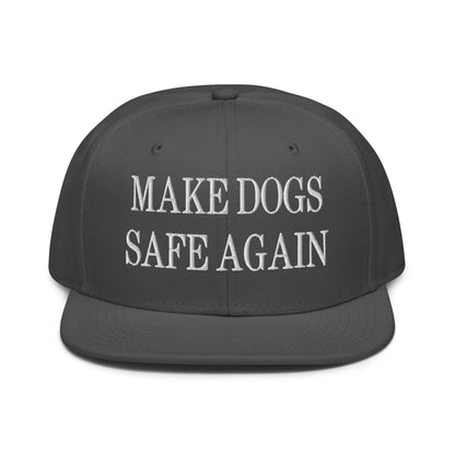 Make Dogs Safe Again Embroidered Flat Brim Bill Snapback Hat - Charcoal gray