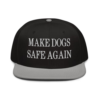 Make Dogs Safe Again Embroidered Flat Brim Bill Snapback Hat - Gray / Black