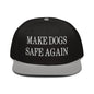 Make Dogs Safe Again Embroidered Flat Brim Bill Snapback Hat - Gray / Black