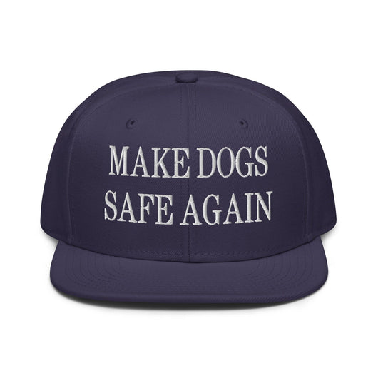 Make Dogs Safe Again Embroidered Flat Brim Bill Snapback Hat - Navy blue