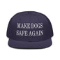 Make Dogs Safe Again Embroidered Flat Brim Bill Snapback Hat - Navy blue