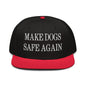 Make Dogs Safe Again Embroidered Flat Brim Bill Snapback Hat - Red / Black