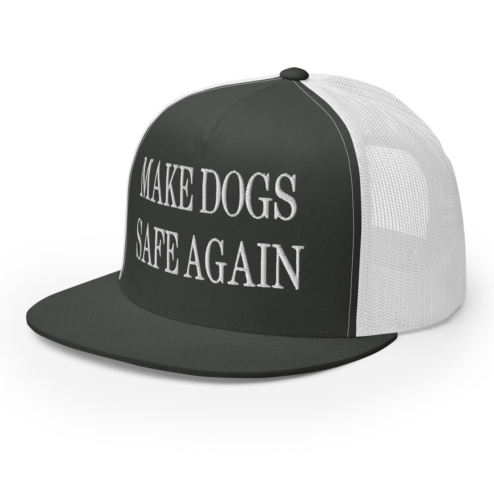 Make Dogs Safe Again Embroidered Mesh Flat Bill Brim Trucker Hat