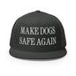 Make Dogs Safe Again Embroidered Mesh Flat Bill Brim Trucker Hat - Charcoal