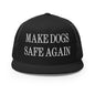 Make Dogs Safe Again Embroidered Mesh Flat Bill Brim Trucker Hat - Black