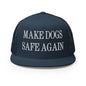 Make Dogs Safe Again Embroidered Mesh Flat Bill Brim Trucker Hat - Navy