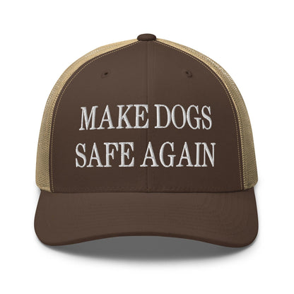 Make Dogs Safe Again Embroidered Mesh Trucker Hat - Brown/ Khaki