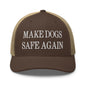 Make Dogs Safe Again Embroidered Mesh Trucker Hat - Brown/ Khaki