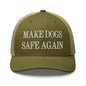 Make Dogs Safe Again Embroidered Mesh Trucker Hat - Moss/ Khaki