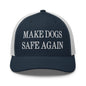 Make Dogs Safe Again Embroidered Mesh Trucker Hat - Navy/ White
