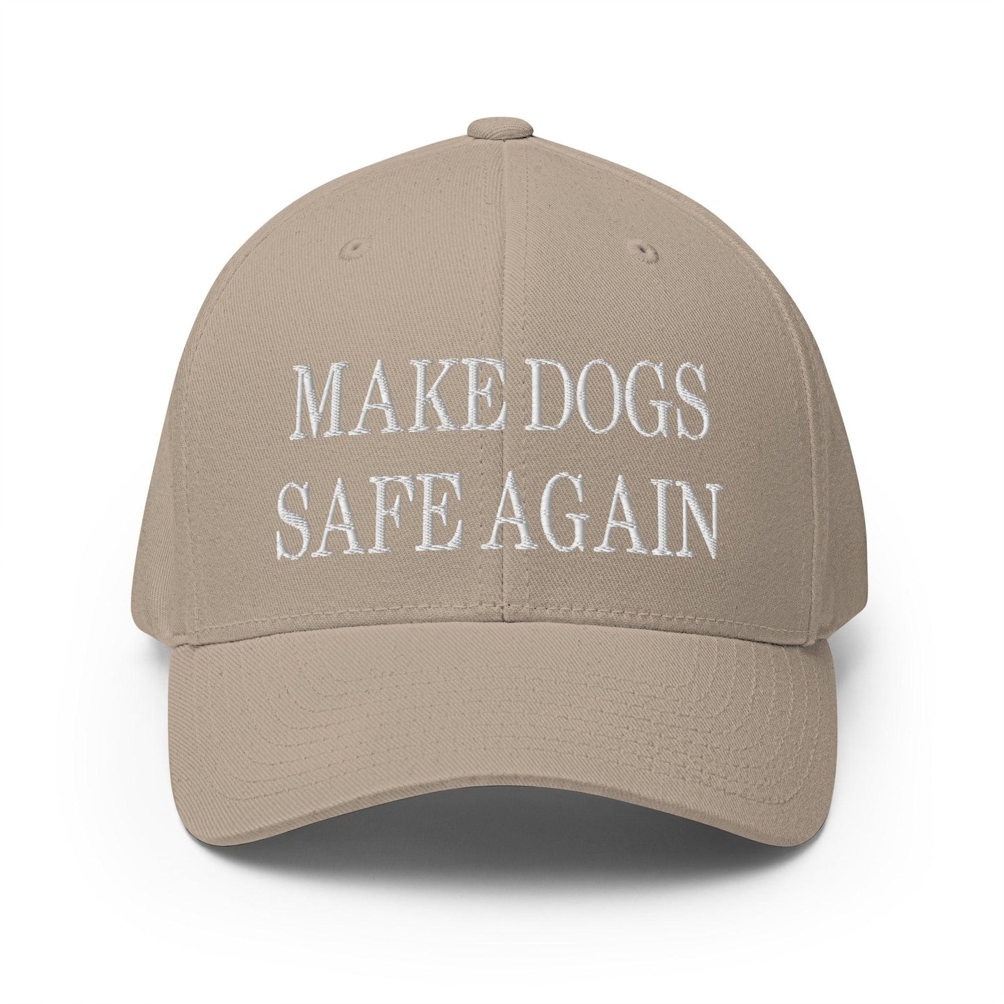Make Dogs Safe Again Embroidered Stretch Fit Baseball Hat - Khaki / S/M