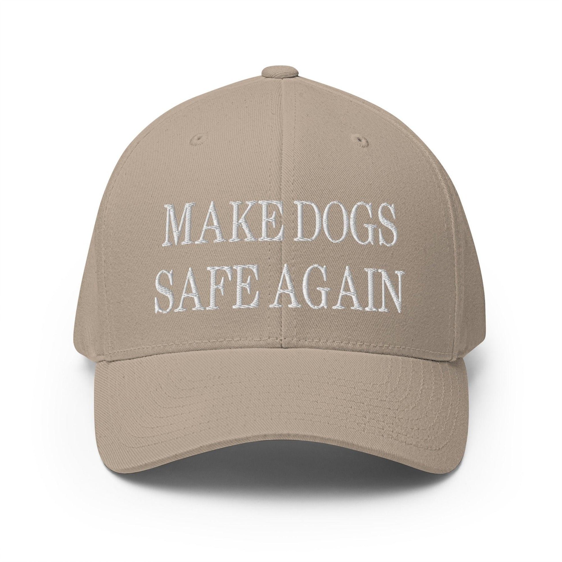 Make Dogs Safe Again Embroidered Stretch Fit Baseball Hat - Khaki / S/M