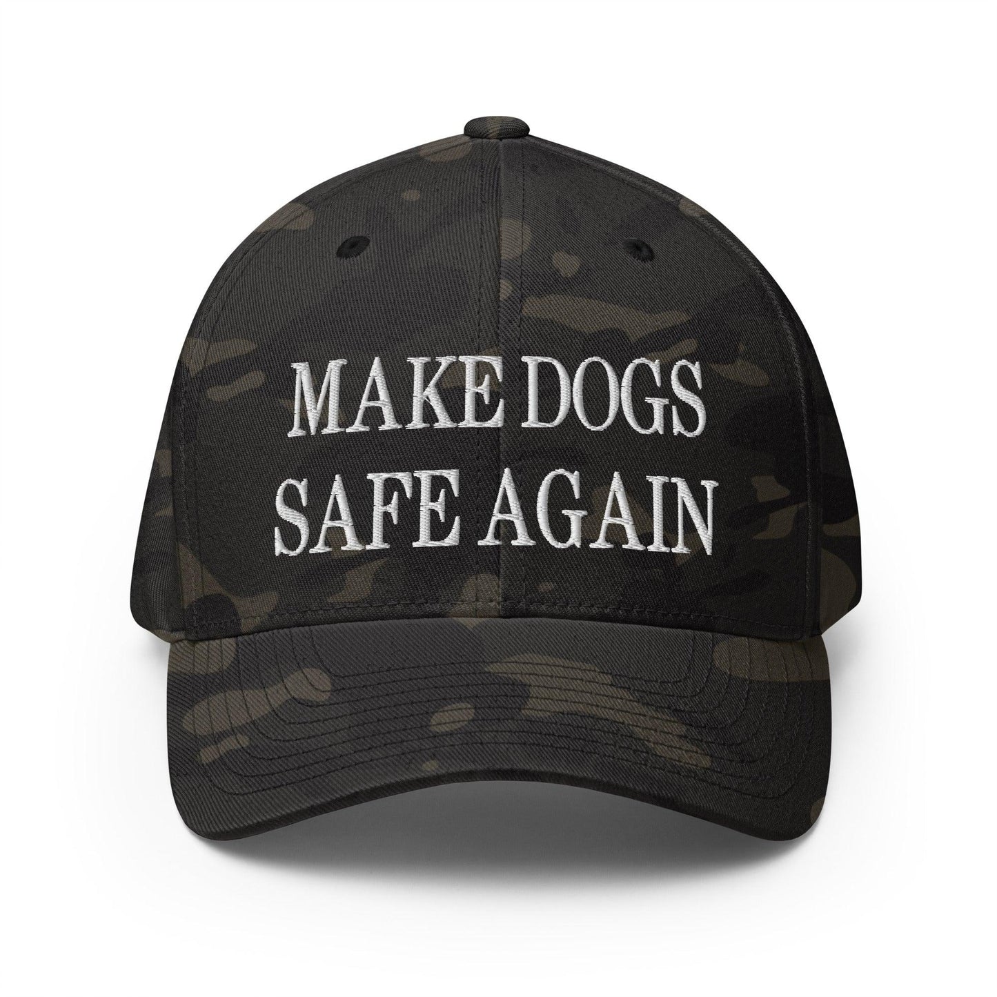 Make Dogs Safe Again Embroidered Stretch Fit Baseball Hat - Multicam Black / S/M