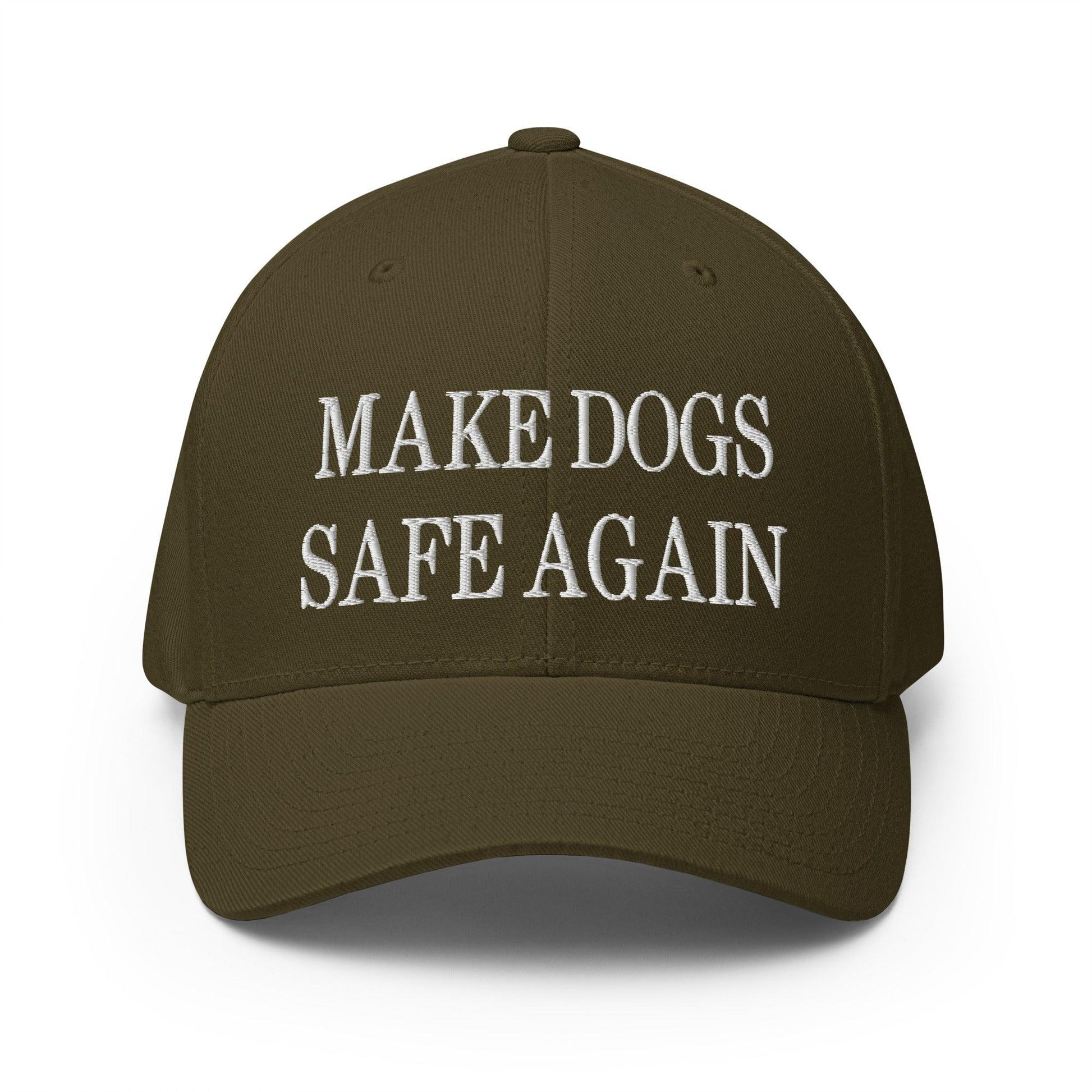 Make Dogs Safe Again Embroidered Stretch Fit Baseball Hat - Olive / S/M