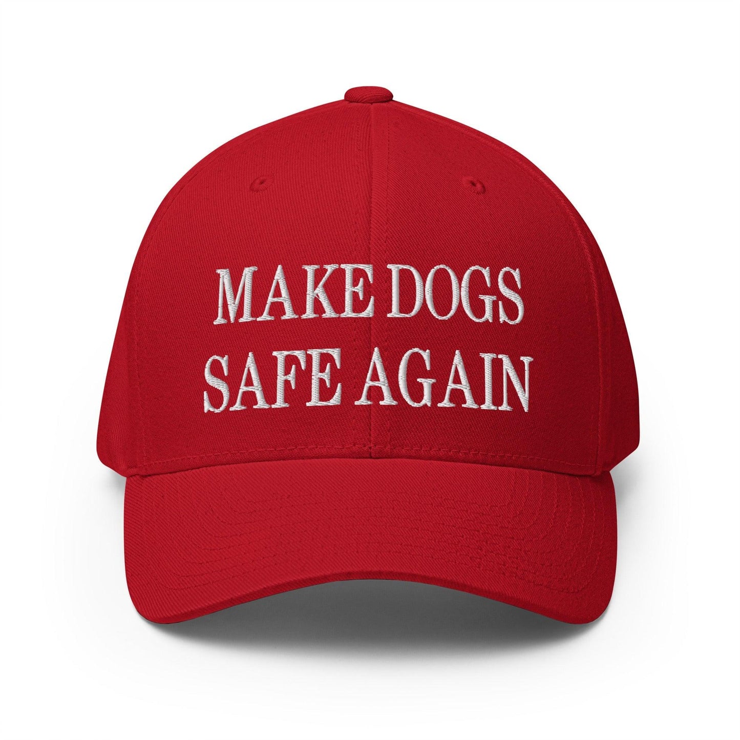 Make Dogs Safe Again Embroidered Stretch Fit Baseball Hat - Red / S/M