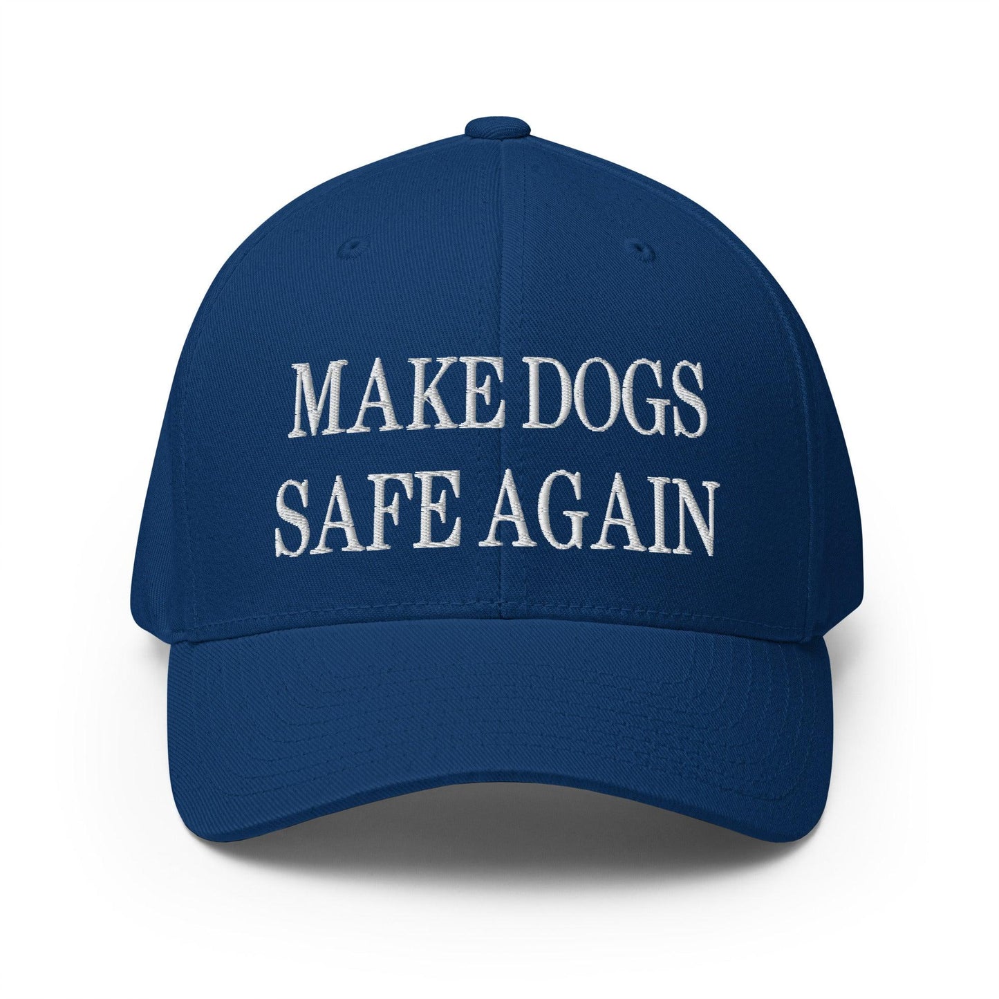 Make Dogs Safe Again Embroidered Stretch Fit Baseball Hat - Royal Blue / S/M