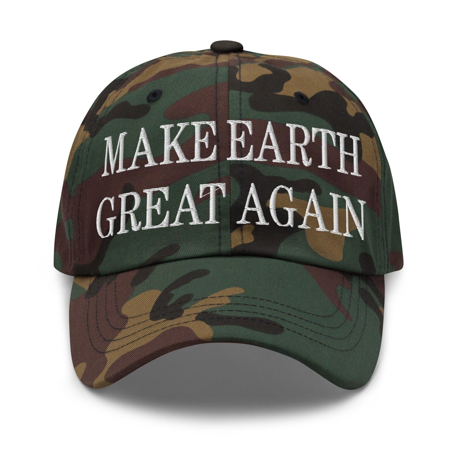 Make Earth Great Again Embroidered Dad Hat - Green Camo