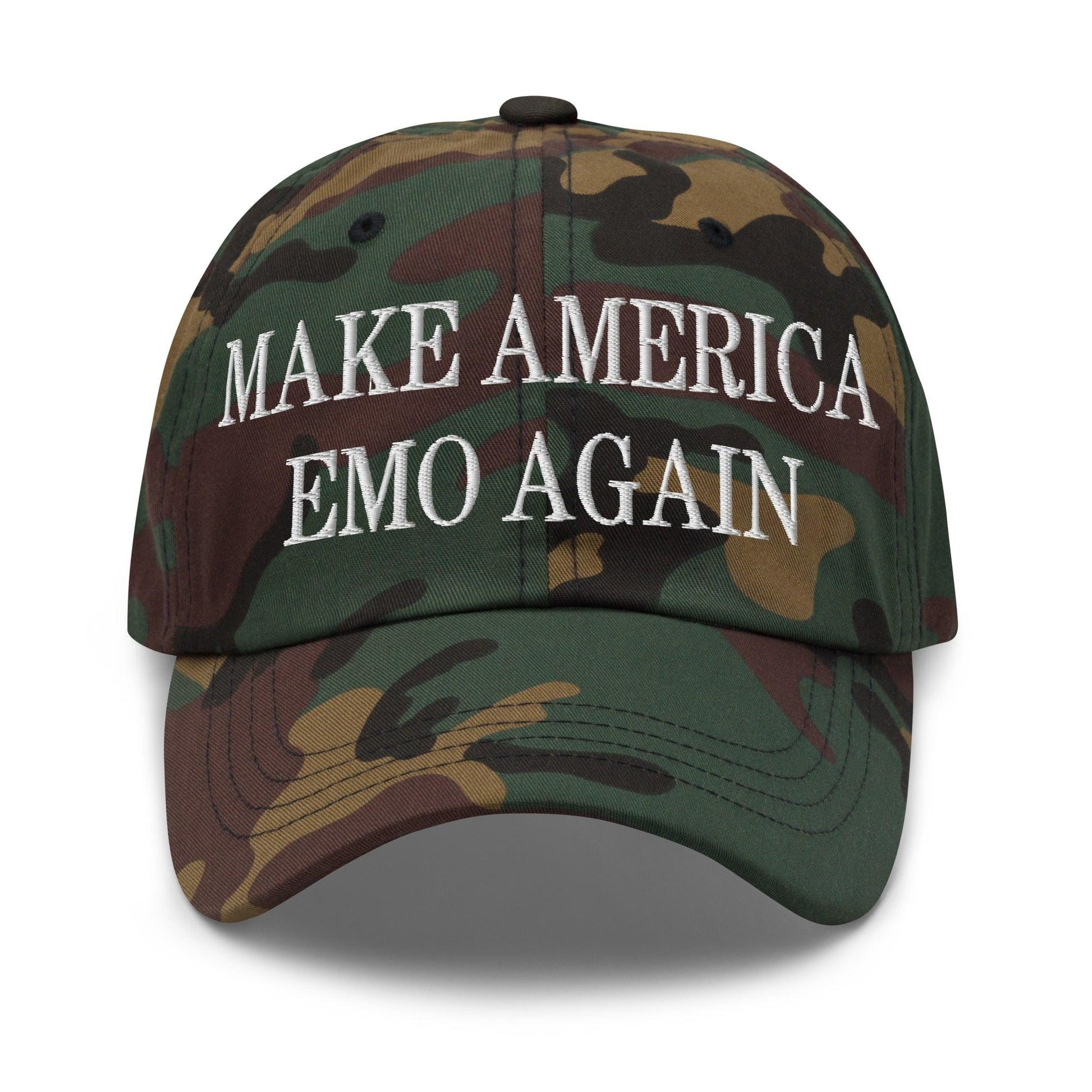 Make Us Emo Again Embroidered Dad Hat - Green Camo