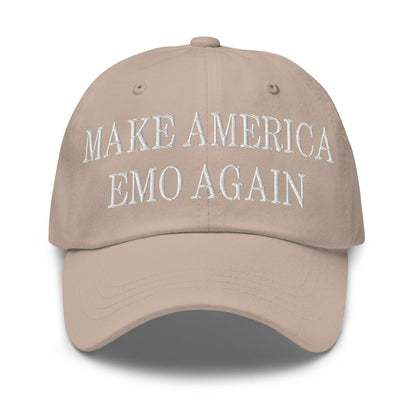 Make Us Emo Again Embroidered Dad Hat - Stone